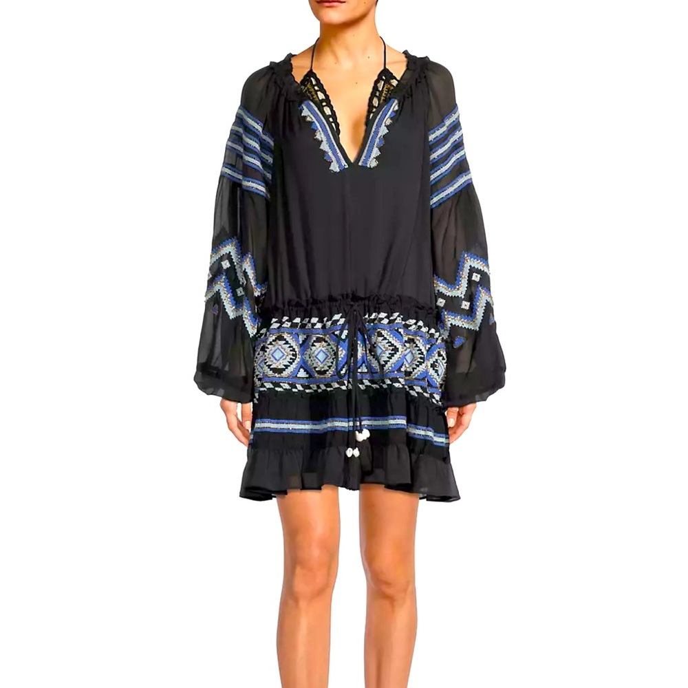 Ramy Brook embroidery tie-waist cover-up dress